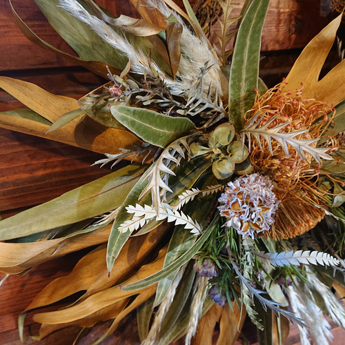 ドライフラワーリース スワッグ フラワーリース プロテア ハンドメイド