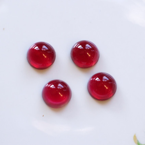 5,コーラルピンクの花柄ガラスカボッションビンテージ素材7個 4個組☆ヴィンテージ 4個ビンテージ苺赤ガラスカボションラウンド