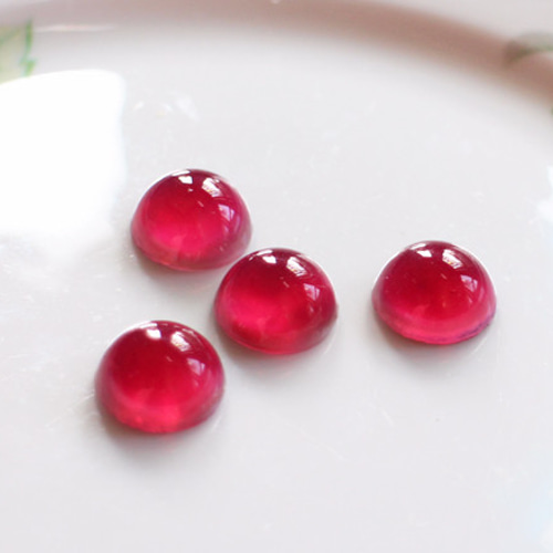 4個組☆ヴィンテージ 4個ビンテージ苺赤ガラスカボションラウンド