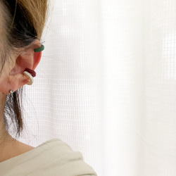 ★再販★軽い/クリスマスカラーのイヤーカフ/3点セット/レッド/ホワイト/グリーン/クレイ 3枚目の画像