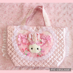ふわふわうさぎさんのトートバッグ トートバッグ ✳jewelit rabiri  
