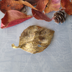 真鍮夕方5時の落葉ヘアクリップ　秋の花 2枚目の画像