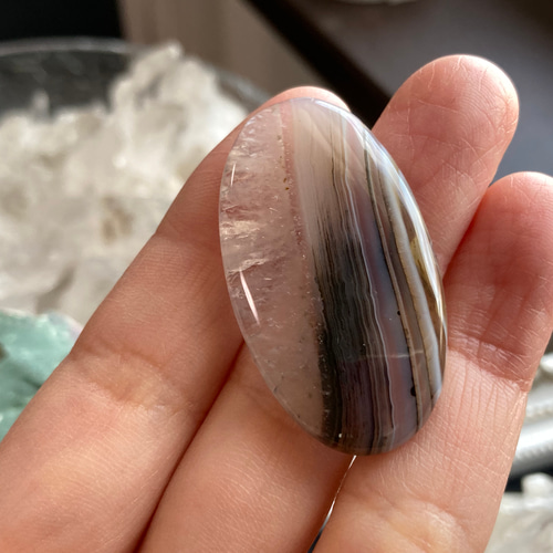 結晶付きバンデッドアゲート(縞瑪瑙） 天然石ルース 天然石