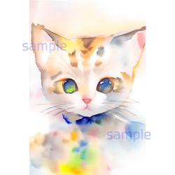 水彩ねこ ポストカード 2枚セット ポストカード ミラクル