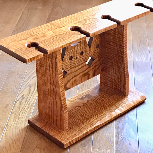 ワイングラスホルダー猫キハダ縮み杢拭き漆ワイングラス4個用