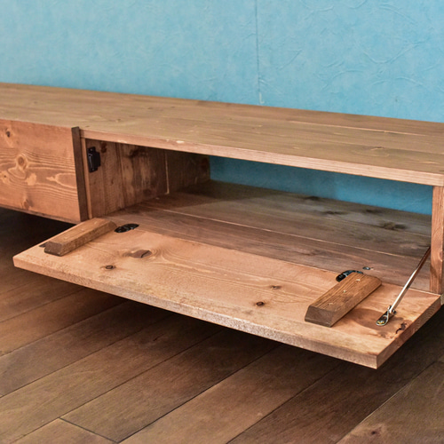 無垢材】テレビボード 150㎝ ミディアムブラウン 鉄脚 鉄取手 0_66089d9ba98f52d44126c3dc5cf6