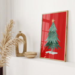 アートポスター クリスマス ツリー レトロ 赤 グリーン ゴールド 北欧風 ヴィンテージ シンプルモダン おしゃれ 7枚目の画像