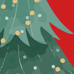 アートポスター クリスマス ツリー レトロ 赤 グリーン ゴールド 北欧風 ヴィンテージ シンプルモダン おしゃれ 2枚目の画像