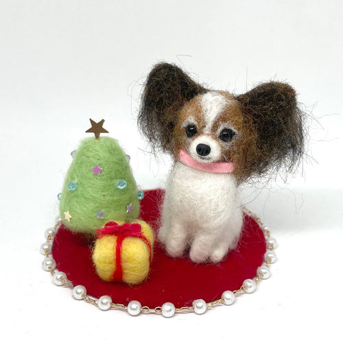 羊毛フェルトクリスマスセット パピヨンちゃん 羊毛フェルト tinkle