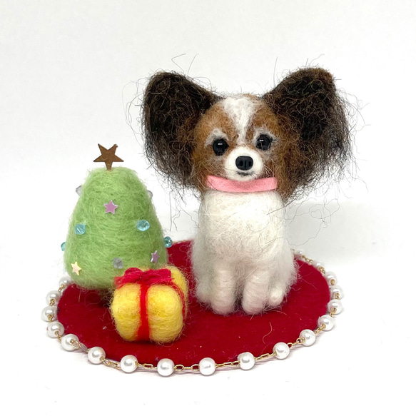 羊毛フェルトクリスマスセット パピヨンちゃん 羊毛フェルト tinkle