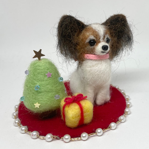 羊毛フェルトクリスマスセット パピヨンちゃん 羊毛フェルト 羊毛フェルトクリスマスセット パピヨンちゃん 羊毛フェルト
