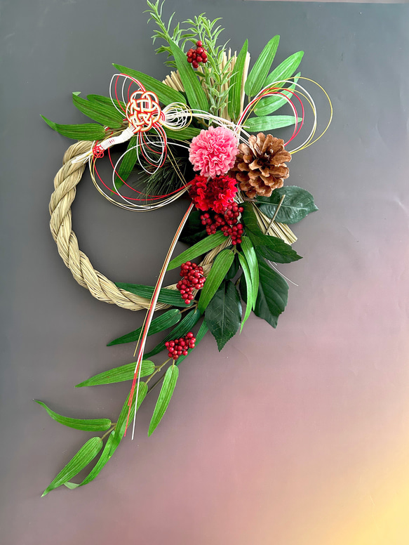 お正月しめ縄＊ハンドメイド 手作りキット＊新作＊新年を祝うお正月飾り＊幸マムと鶴舞う縁起