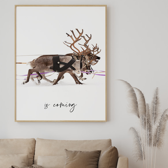 アートポスター クリスマス 北欧風 サンタクロース トナカイ シンプルモダン おしゃれ 3枚セット 3枚目の画像
