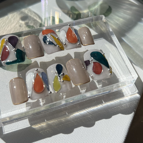 ネイルチップ ニュアンスネイル/ワイヤーネイル/カラフルネイル/個性派