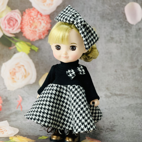 受注製作サイズ90-140】子供服 ドール服 お揃い 千鳥格子 ワンピース