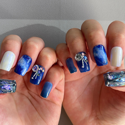 ネイルチップ ニュアンスネイル/ブルーネイル/ワイヤーネイル/おしゃれ