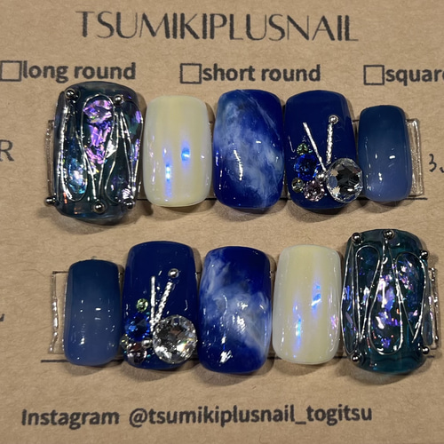ネイルチップ ニュアンスネイル/ブルーネイル/ワイヤーネイル