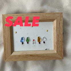 WOL.S シーグラスアート 雨やどりする仲良しカエル その他インテリア