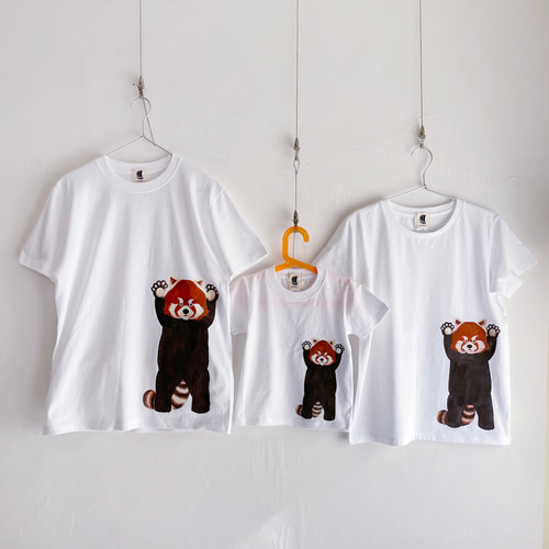 キッズ レッサーパンダ柄Tシャツ 110サイズ　ホワイト　動物