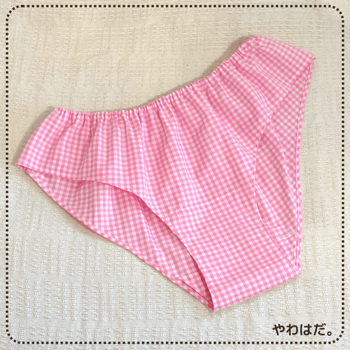 やわはだパンツ 綿100% ギンガムチェック ピンク その他ファッション