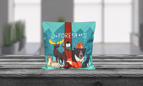 森林坐墊 夜間森林中的動物-絲柏香味- 第7張的照片