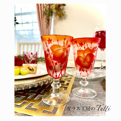 クリスマスローズの食前酒グラス ワイングラス ガラス工房Tutti 通販
