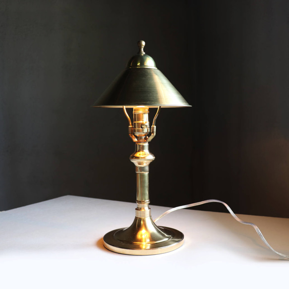 USAヴィンテージアールデコオールブラステーブルライト｜アンティーク真鍮製卓上照明ランプ◆ランプ/北欧ミッドセンチュリー 1枚目の画像