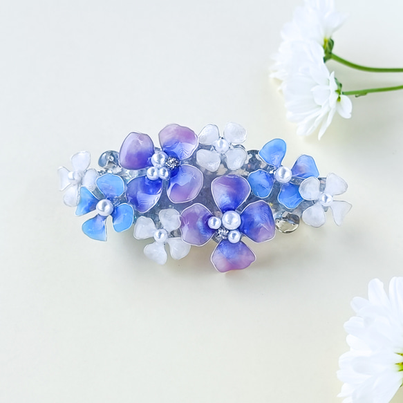 8cm barrette hydrangea パステルカラー ブルー系 紫陽花　 11枚目の画像