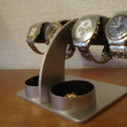 クリスマス　腕時計スタンド　時計スタンド　ウオッチスタンド　ダブル丸トレイ腕時計スタンド　ブラック 6枚目の画像
