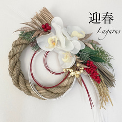 早割お正月2026】胡蝶蘭しめ縄飾り Lサイズ お正月飾り アーティ