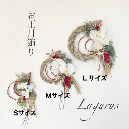 早割お正月2026】胡蝶蘭しめ縄飾り Lサイズ お正月飾り アーティ