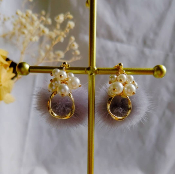 訳あり バイカラートルマリン 桜色 ピアス風 フープイヤリング