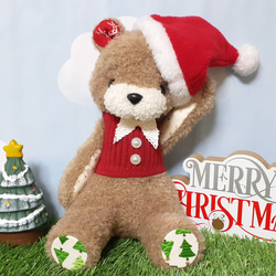 Swarovski クリスマス サンタ帽子 くま サンタ帽子付き○ツリー柄クリスマスくまさんソックドール○靴下