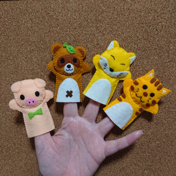 丈長☆【こぶたぬきつねこ②】指人形セット おもちゃ・人形 マメすけ