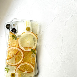 ☆特別価格☆ハートレモン 押し花ケース ☆ ハートレモン 押しフルーツスマホケース 押しフルーツiPhone