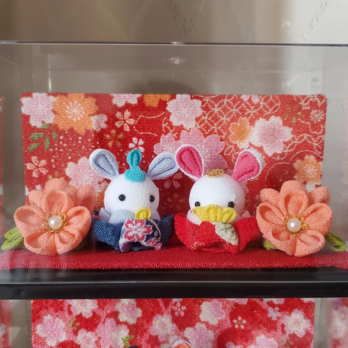うさぎの雛人形 10体 ちりめん製 美品 うさぎの雛人形 10体 ちりめん製