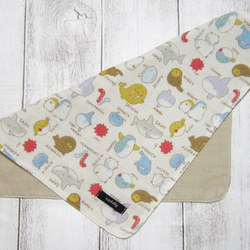 大人のガーゼハンカチ☆海の仲間たち・ホワイト（24㎝×24㎝） 3枚目の画像