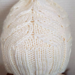 【即納】秋冬ニット帽子ウール１００％手編み帽子 4枚目の画像