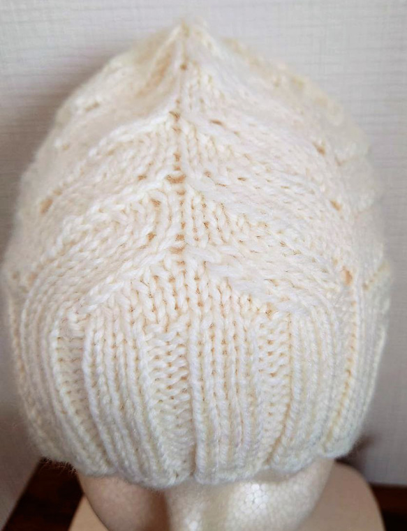 【即納】秋冬ニット帽子ウール１００％手編み帽子 4枚目の画像