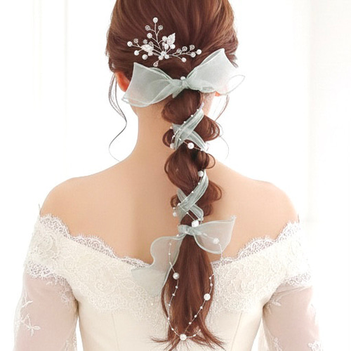 パール＆アップルグリーン】ポニーフック/ ヘアアクセサリー ヘア