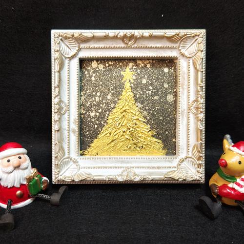 油絵 油彩 油彩画 絵画【黄金クリスマスツリー】【作品説明 】【技法】　油絵 油絵 油彩 油彩画 絵画【黄金クリスマスツリー】【作品説明