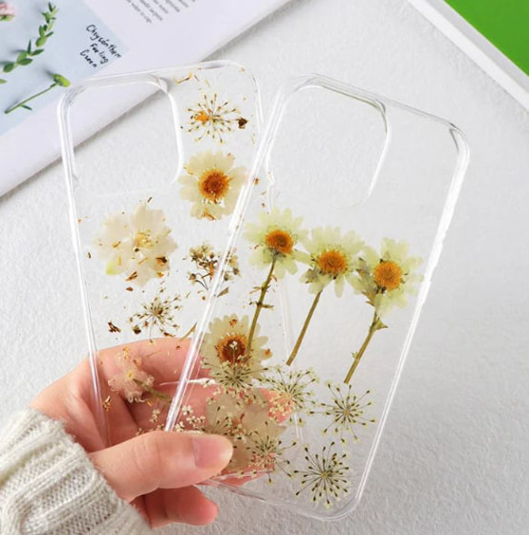 手作りの本物の花のiPhone電話ケース 1枚目の画像