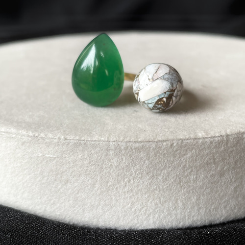 さりげない個性】グリーンオニキス×コッパーオパール 大ぶり 天然石