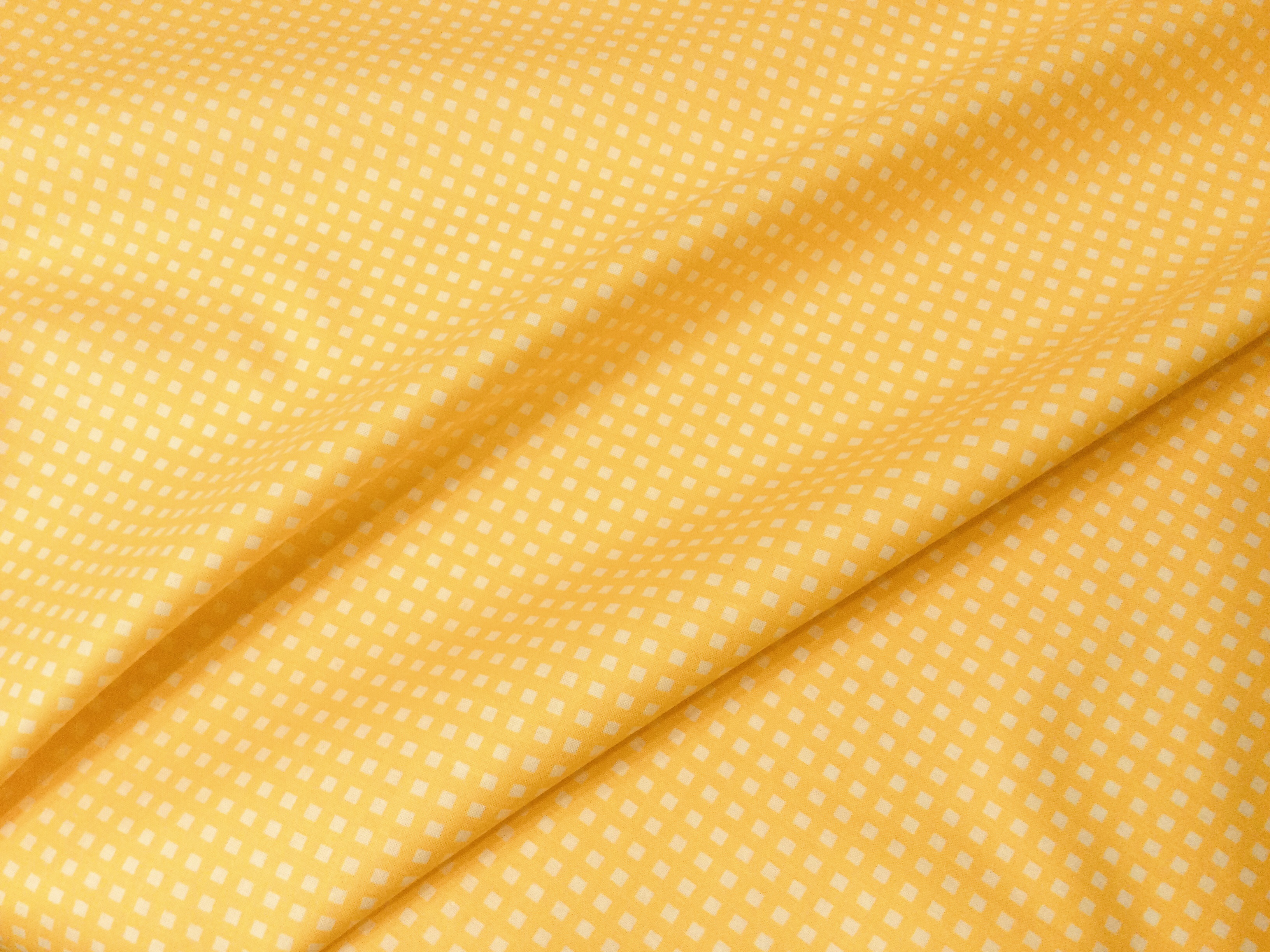 黄色のチェック柄 HAPPY SWEET by Kei fabrics 生地 Hirondelle