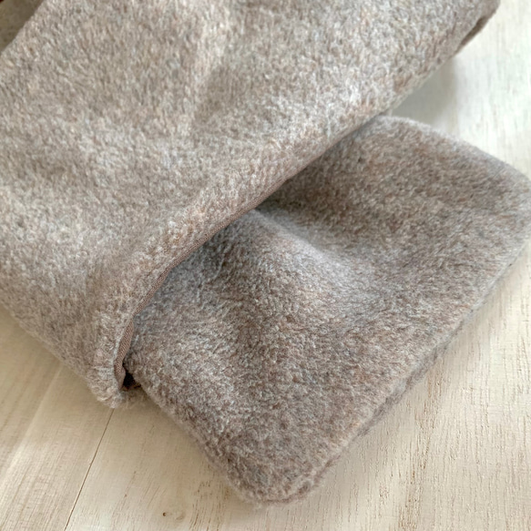◆特別価格!◆「シンプルが良い。」大人の上質&暖かフリース コンパクトマフラー(モカグレージュ) 4枚目の画像