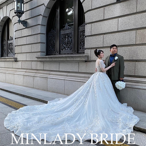 韓国風 ウェディングドレス ゴージャス キラキラ ドレス MINLADY BRIDE ...