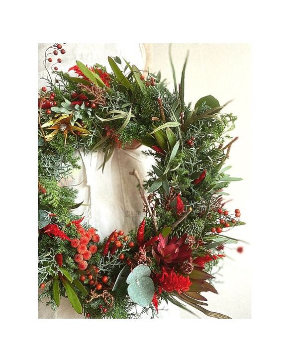 【RED】Christmas wreath  size:M 2枚目の画像