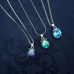 人気の2本セット 8x10mm パライバトルマリン シルバーネックレス 