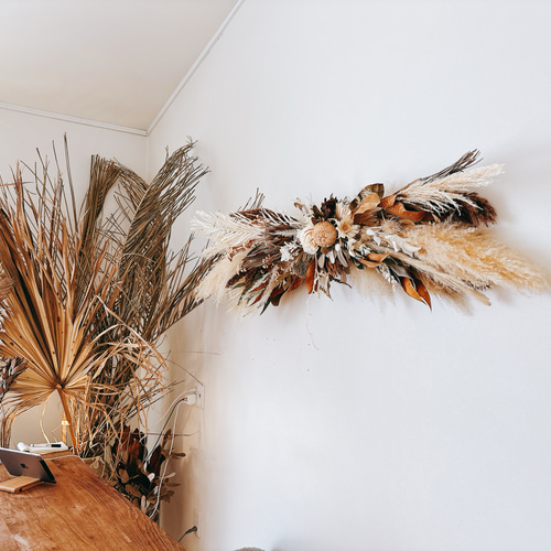 wall decoration パンパスグラスの壁掛けインテリア ドライ