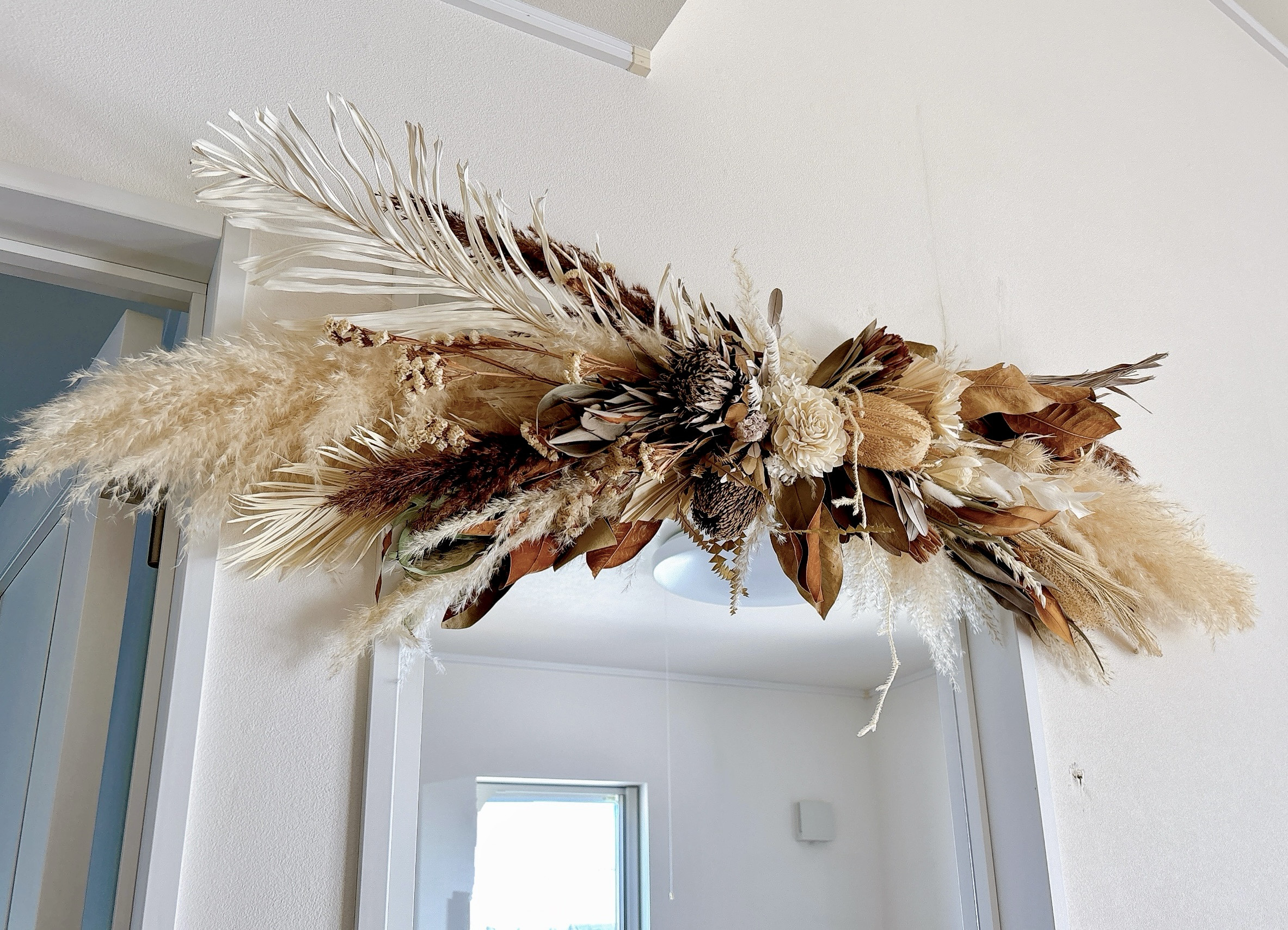 wall decoration パンパスグラスの壁掛けインテリア ドライ